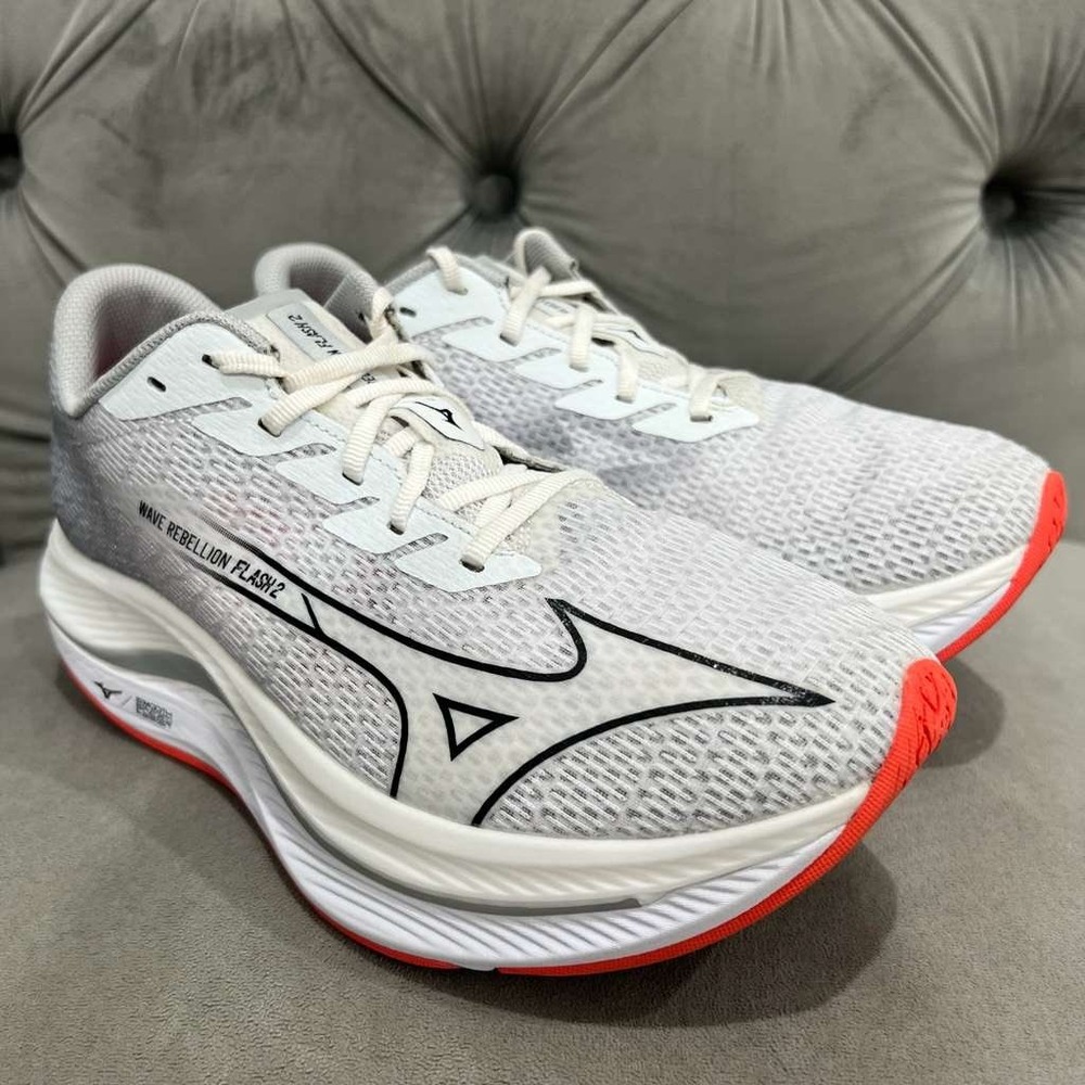 Mizuno Wave Rebellion Flash 2 Running Shoe Men 8.5 White Harbor Mist Athletic - Picture 2 of 14